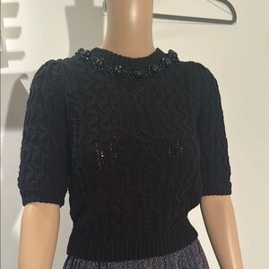 Zara Women's Black Knit Beaded Pullover
